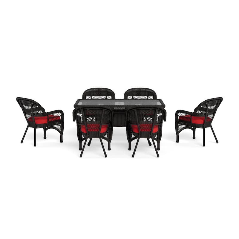 Portside Dark Roast Outdoor Wicker Dining Set (7-Piece)
