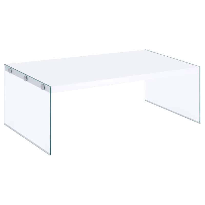 Opal Rectangular Glass Frame Coffee Table White High Gloss - MDF - White High Gloss