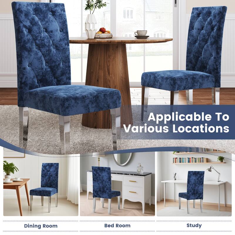 Modern Velvet Upholstery Dining Chair for Kitchen (Set of 2)