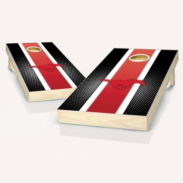 slide 2 of 9, SMU Mustangs Stripe Outdoor Cornhole Board Set NO Accessories