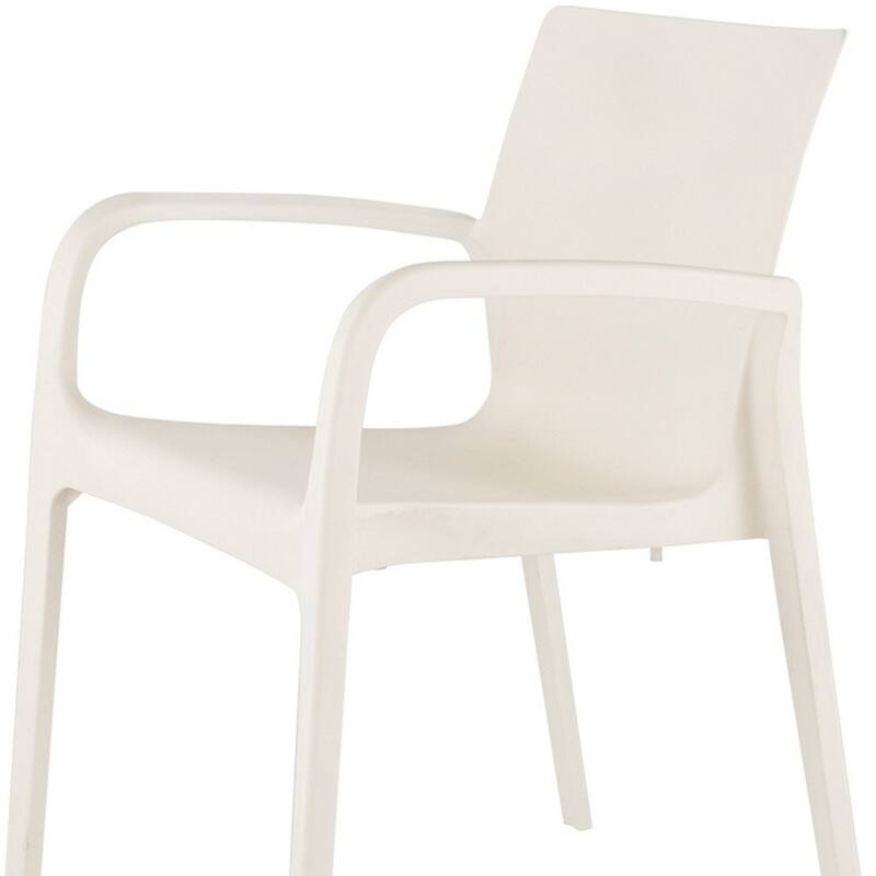 HomeRoots Set of Two White Heavy Duty Plastic Outdoor Stacking Dining Chairs