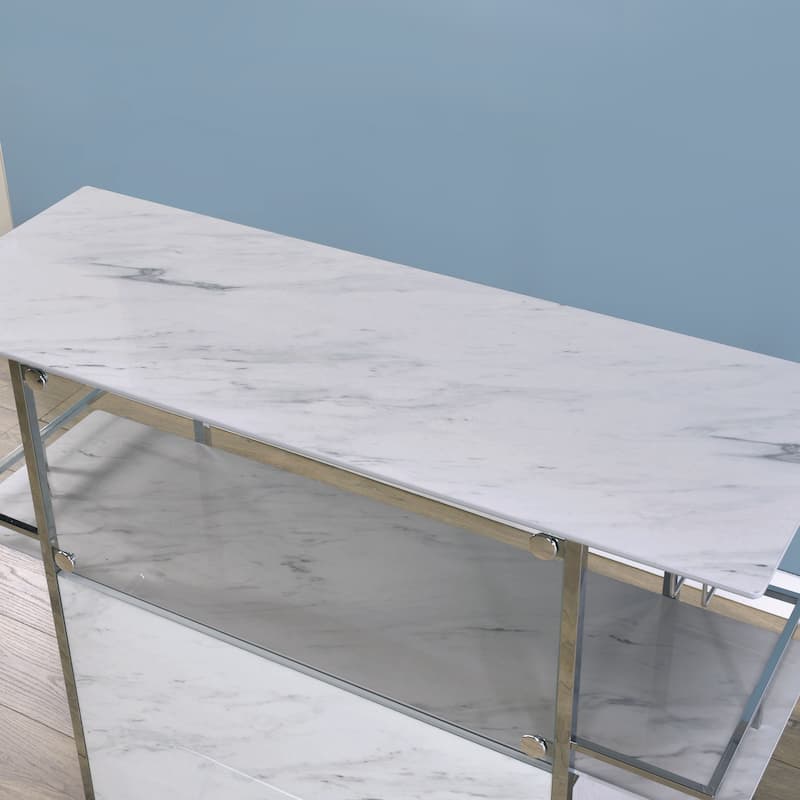 Iche Contemporary White 47-inch Wide Faux Marble Bar Table by Furniture of America