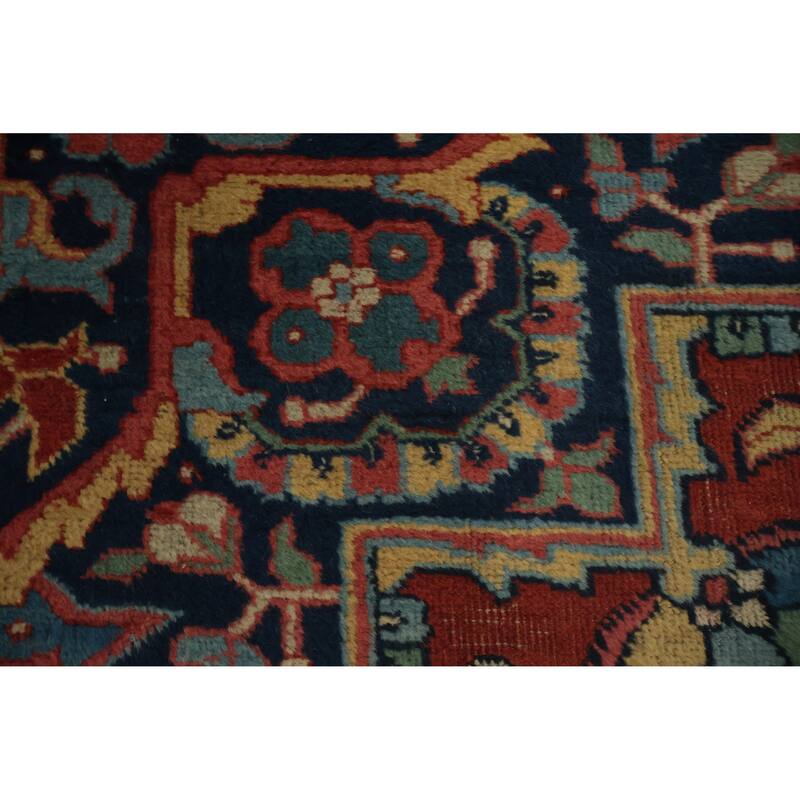 Hand Knotted Oriental 100% Wool Carpet Traditional Medallion Oranges & Rust Heriz Area Rug - 11' 2'' X 8' 2''