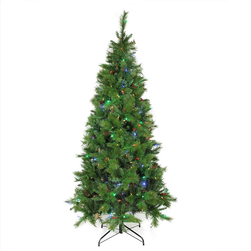7' Slim Mount Beacon Pine Artificial Christmas Tree Multicolor LED - 7 Foot