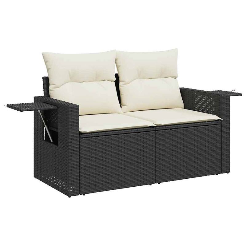 vidaXL Patio Sofa Set with Cushions Conversation Set Outdoor 9 Piece Poly Rattan - 21.7 x 39.4 x 28.7