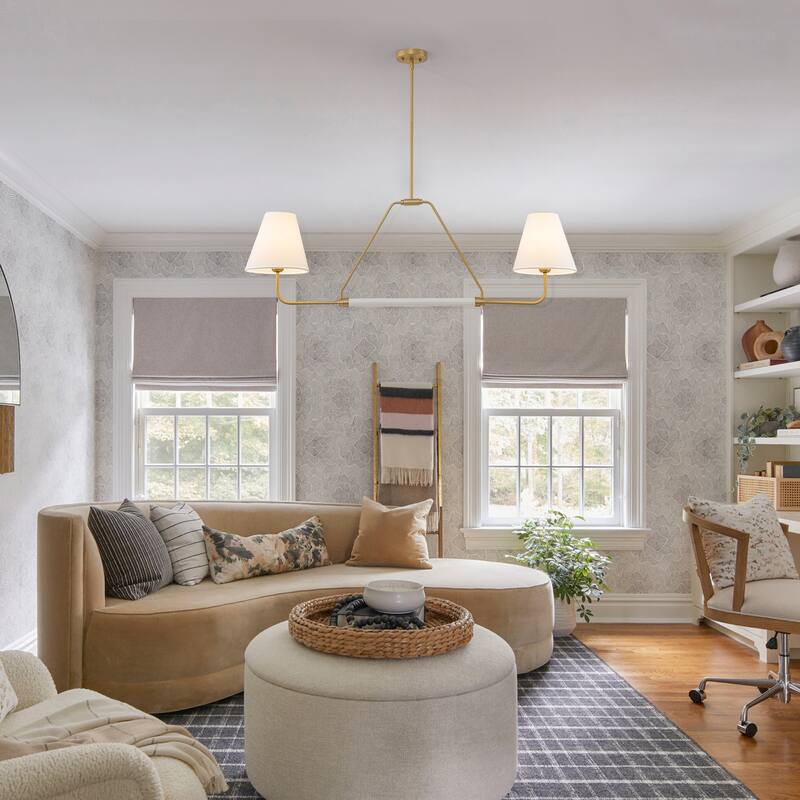 2-Light Linear Chandelier with Fabric Shade