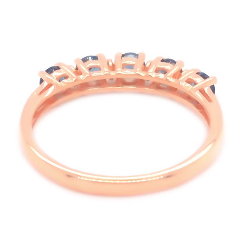 18K Rose Gold Over Sterling Silver London Blue Topaz, Whtie Natural Zircon Ring