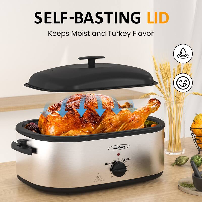 Roaster Oven, Electric Roaster with 3 Compartments