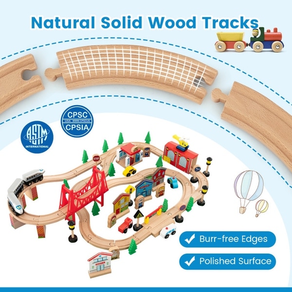 80-Piece Wooden Train Set and Table - 32.5