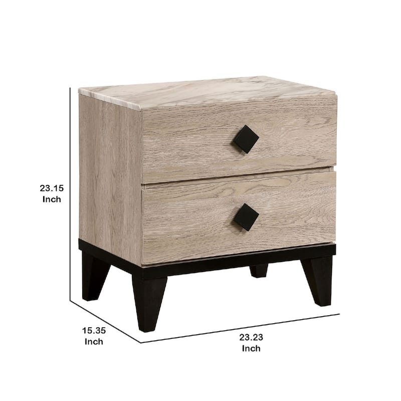 Cream 2 Drawer 15.35 in. W Nightstand with Angled Legs