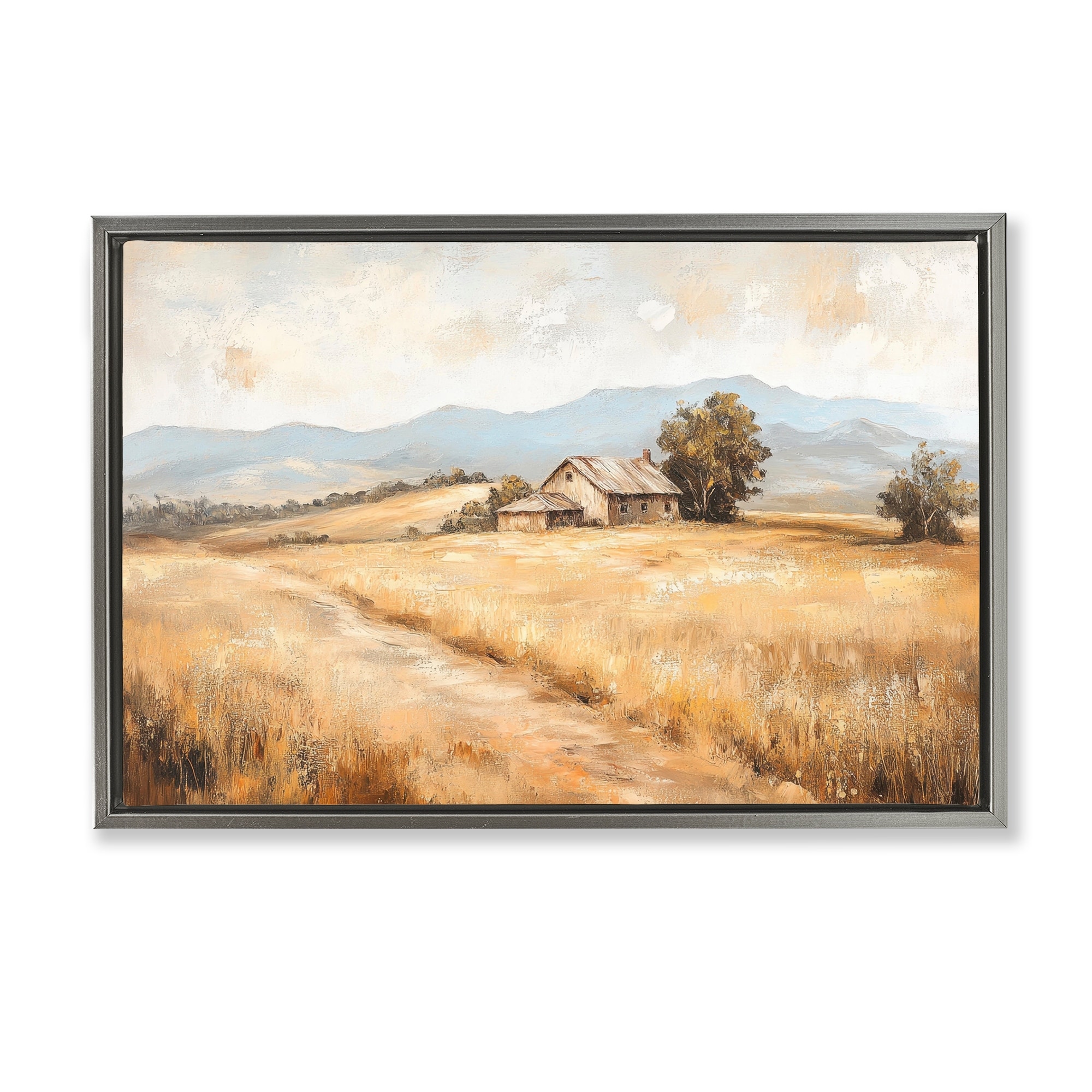 Stupell Western Landscape Open Field Framed Floater Canvas Wall Art Design By Petal Prints Design