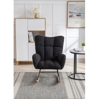 Most Comfortable Platform Rocker Comfy Wingback Glider Rocker with Safe Solid Wood Base for Living Room ...