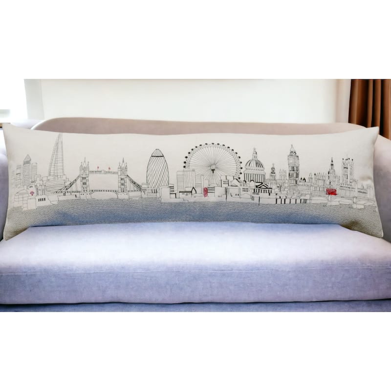 HomeRoots 46" White London Daylight Skyline Lumbar Decorative Pillow