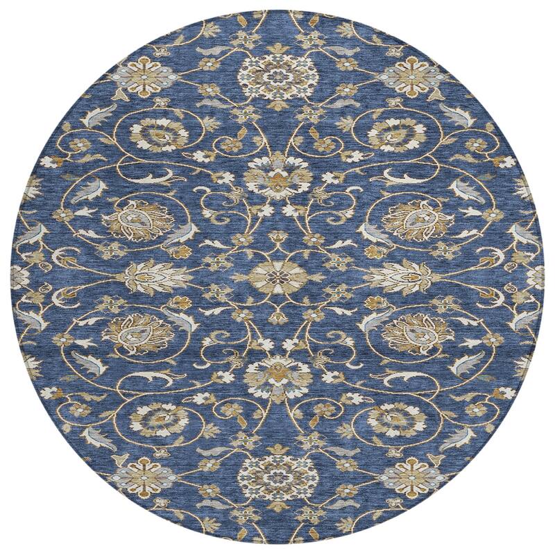 Machine Washable Indoor/ Outdoor Traditional KashanChantille Rug