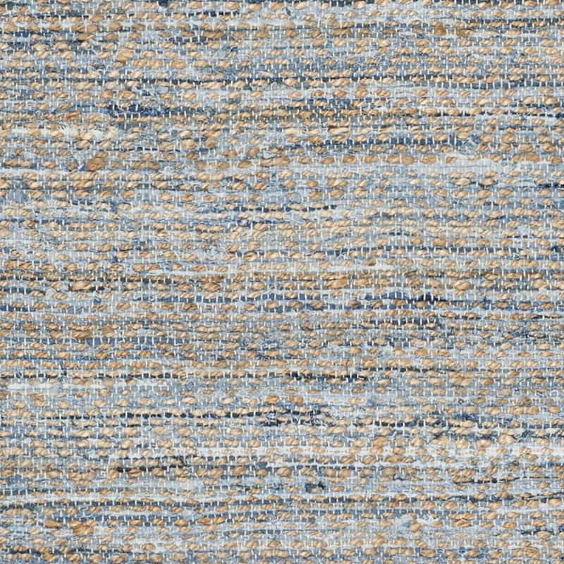Contemporary Area Rug 6x9 - Chic Natural Blue Jute Braided Rug for Living Room Bedroom - 108 x 72