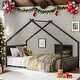 preview thumbnail 13 of 20, House Bed with Slats, KIds Bed with Roof and Colorful Lights,Twin-Size Black