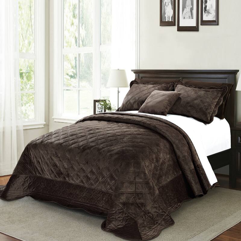 Serenta Supersoft Microplush Quilted 4 Pieces Bedspread Coverlet Set