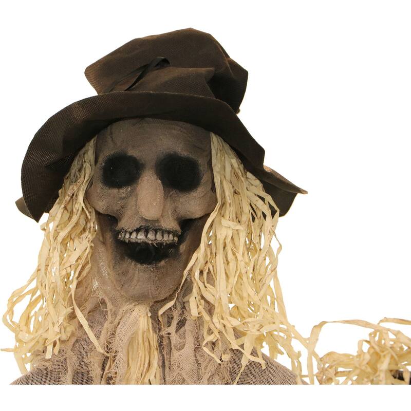Haunted Hill Farm 6-Ft. Standing Scarecrow, Indoor or Covered Outdoor Halloween Decoration, Poseable, The Hunter