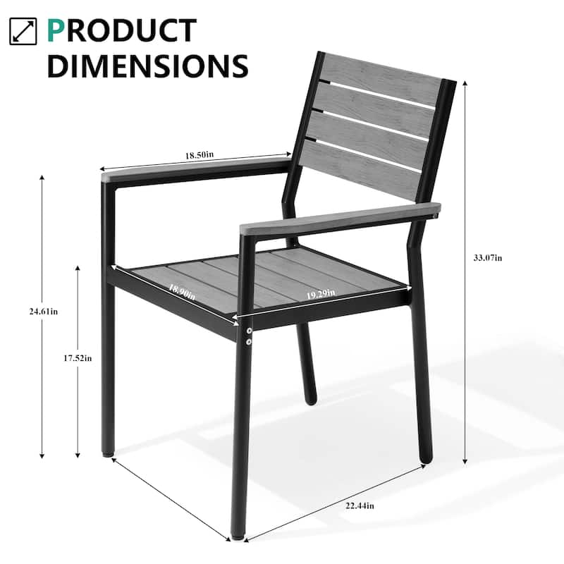 VredHom Outdoor Patio Aluminum Stackable Dining Chairs with Armrest
