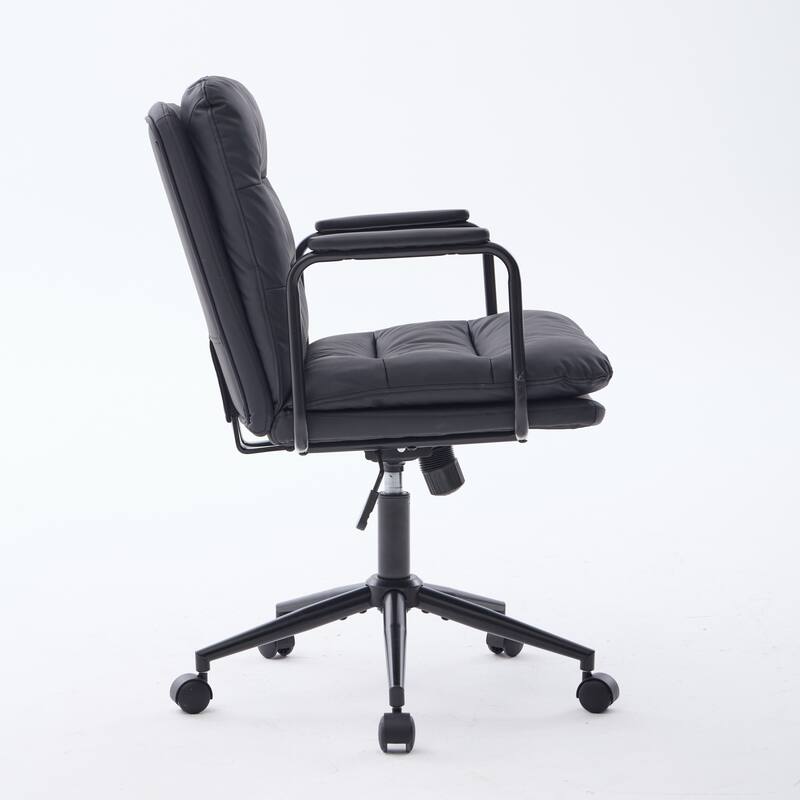 Roomfitters Upholstered Office Chair with Armrests and Swivel Base, Ergonomic Adjustable Height Computer Desk Chair