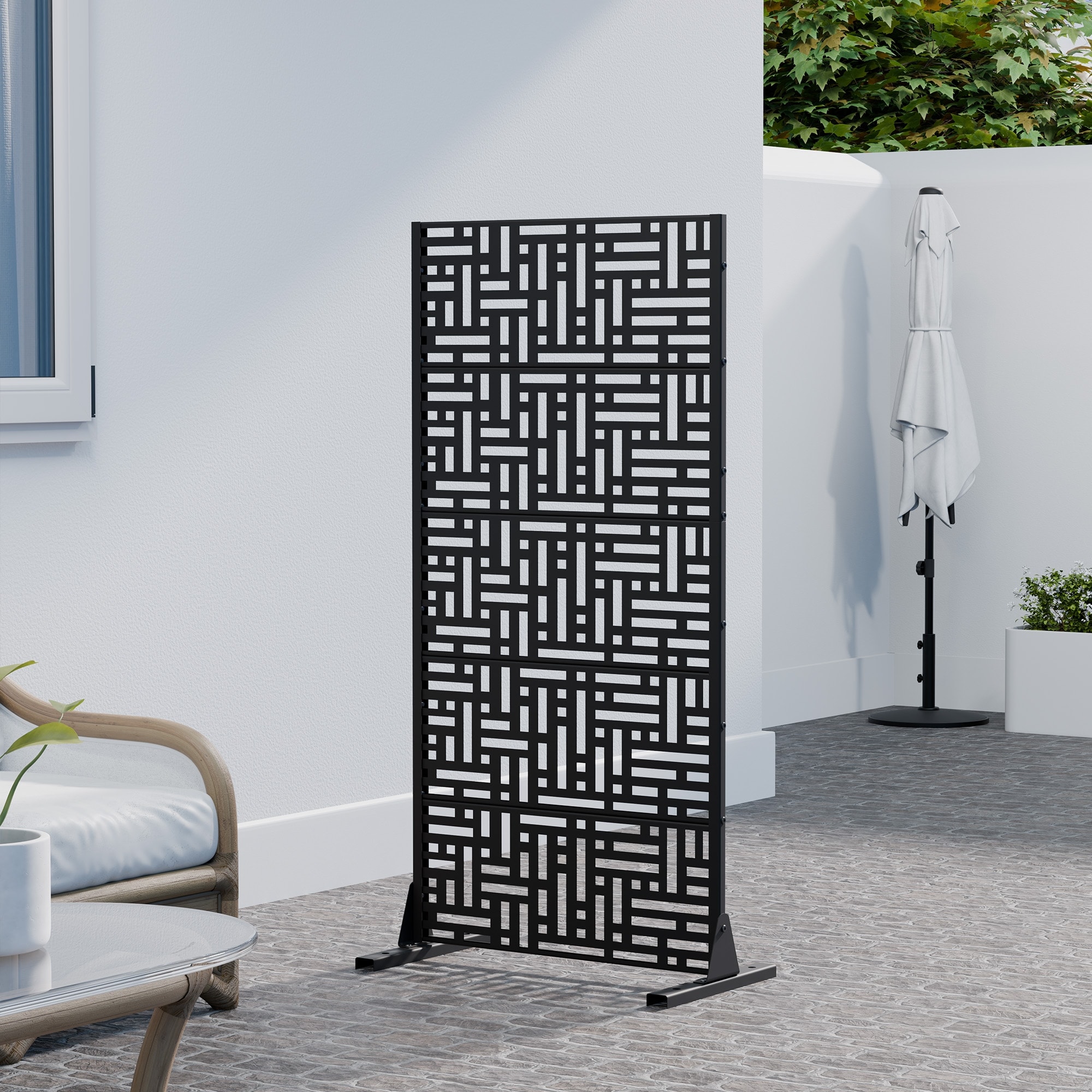 Outdoor Freestanding Metal Privacy Screen Decorative Partition Panel for Patio Garden Balcony