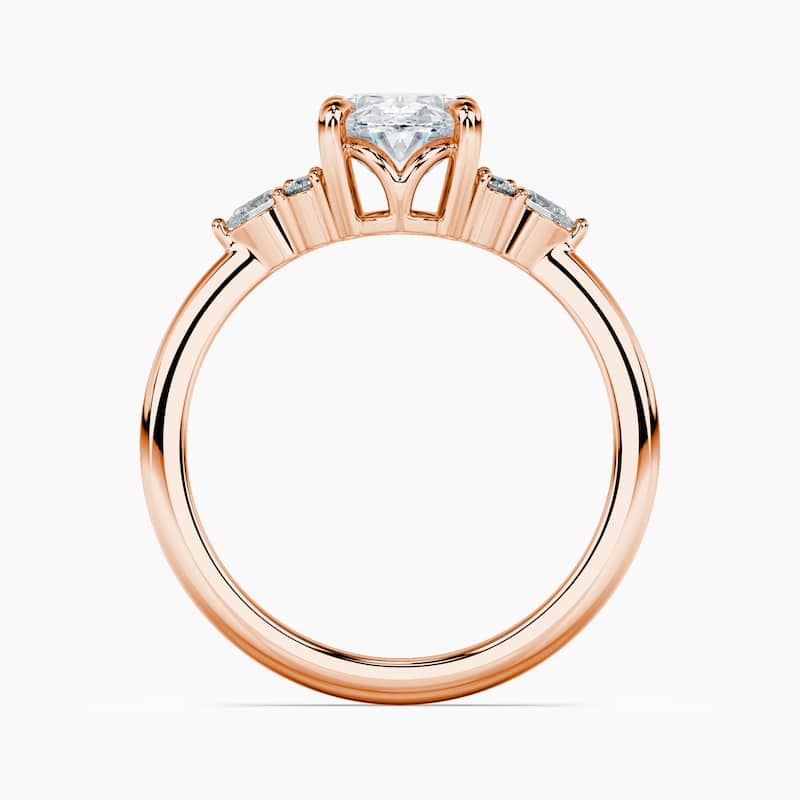 Auriya 14kt Rose Gold Lab Grown Oval Diamond Engagement Ring with Dainty Tapered Diamond Embrace (F-G, VS)