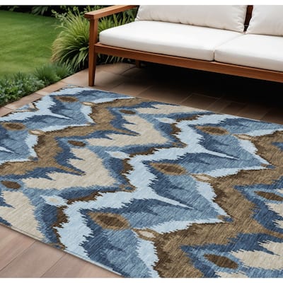 HomeRoots Ikat Transitional Rectangle Outdoor Rug