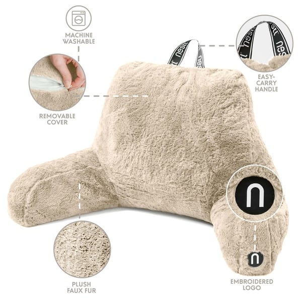 dimension image slide 22 of 25, Empyrean Furs Reading Pillows for Sitting in Bed Adult & Kids, Sit Up Back Support Pillow for Bed Rest