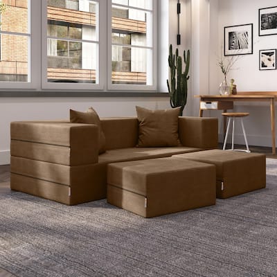 Jaxx Zipline Convertible Queen-size Sleeper Loveseat and Ottoman Set