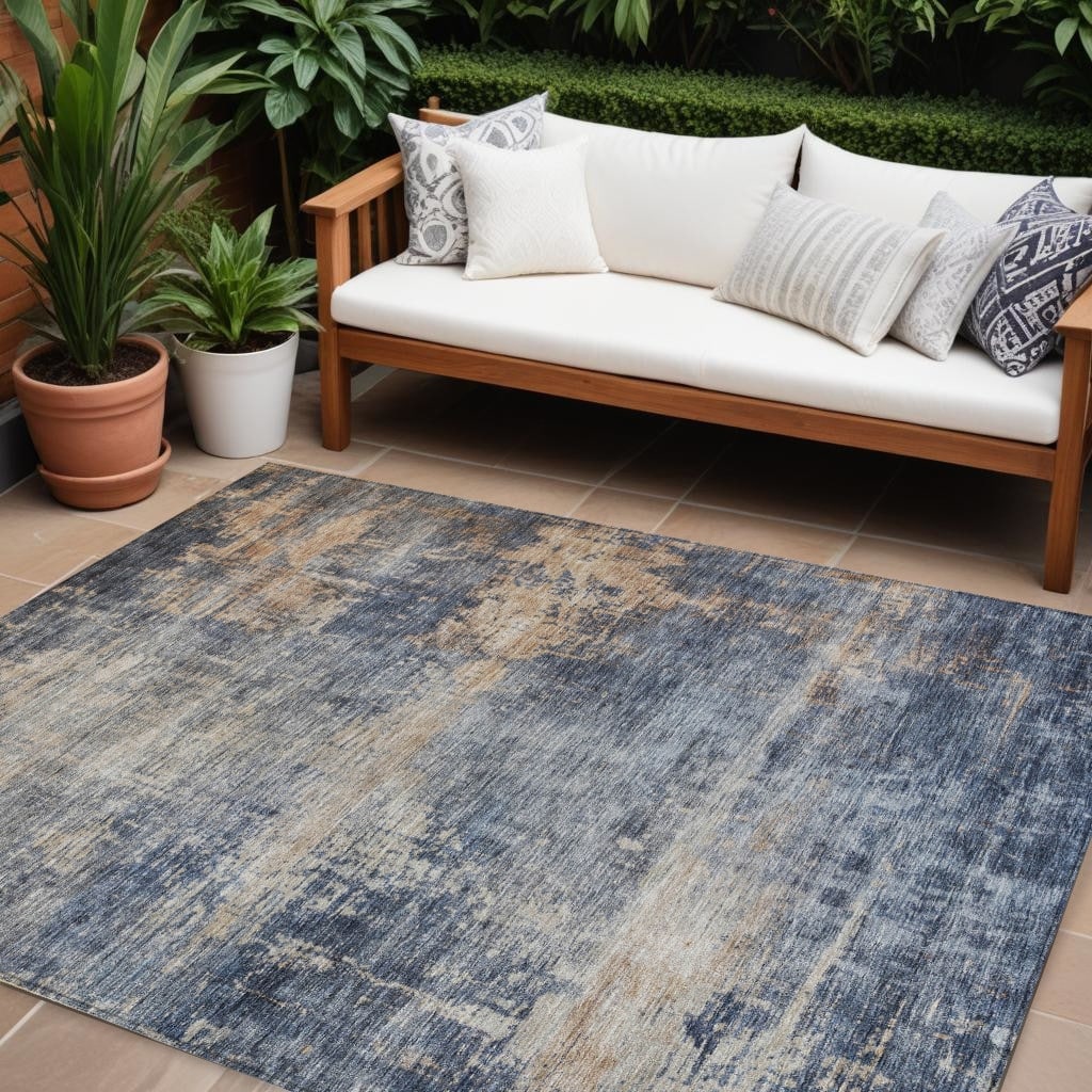HomeRoots Abstract Transitional Rectangle Outdoor Rug