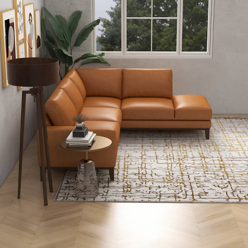 Miamo Mid Century Living Room Top Leather Corner Sectional Sofa