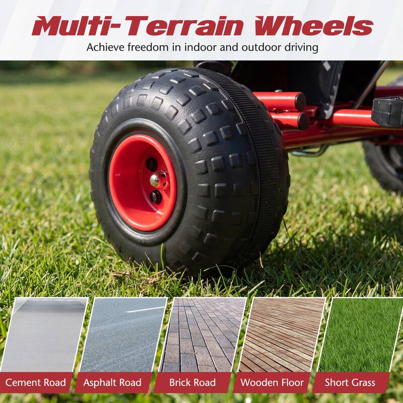 Gymax Kids 4-Wheel Pedal Go Kart w/Clutch & Hand Brake Multi-Terrain