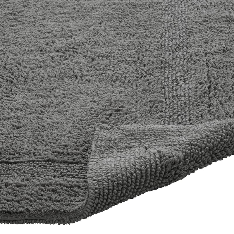 Better Trends Bath Rugs 100% Cotton Reversible Highly Water Absorbent Bathroom Rug for Shower, Sink, Bath Mats - Lux Collection - 30" Round - Gray