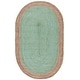 preview thumbnail 109 of 125, SAFAVIEH Handmade Natural Fiber Charlyne Bordered Round Jute Rug 4' x 6' Oval - Teal/Natural - Oval