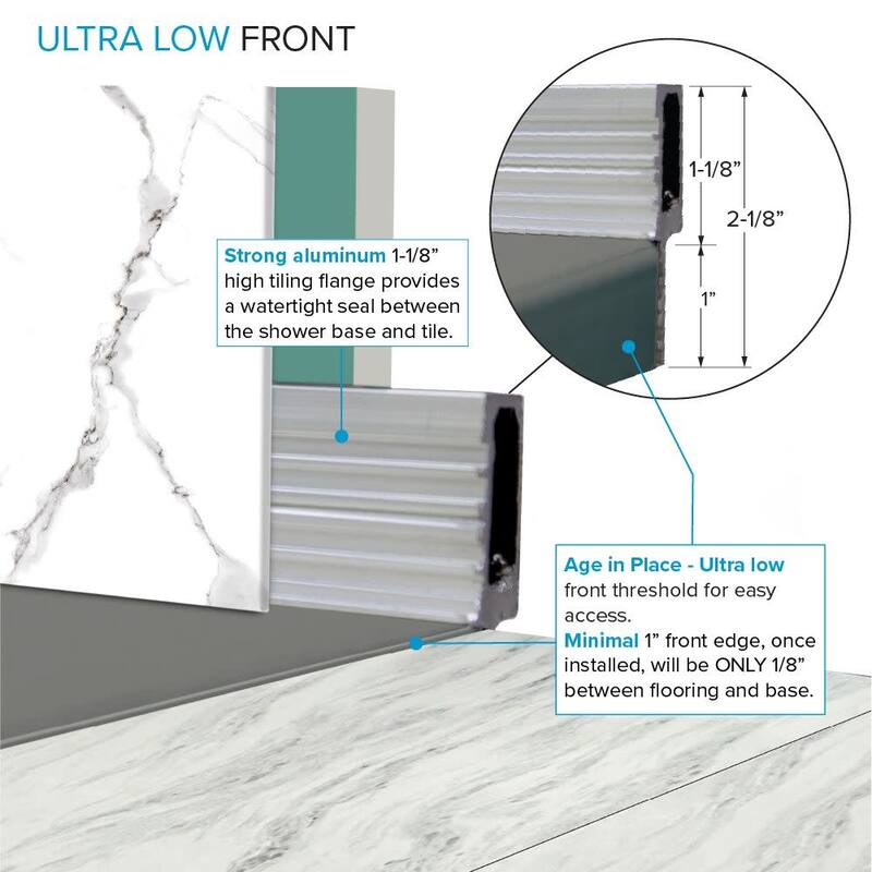 Transolid FZS6736 67" x 35-1/2" Rectangular Shower Base with Left,