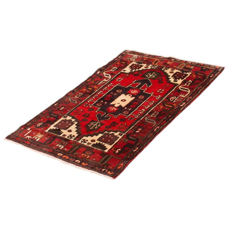 ECARPETGALLERY Hand-knotted Andelz Red Wool Rug - 3'5 x 4'11