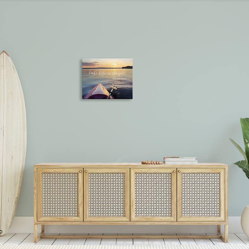 Stupell Lake Life Is Simple Phrase Kayak Boat Sunrise Canvas Wall Art - Blue