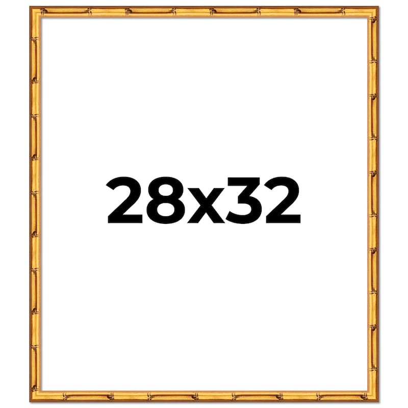 28x32 Frame Gold Bamboo Picture Frame Modern Photo Frame Includes UV Acrylic Shatter Guard Front Acid Free Foam Backing Board