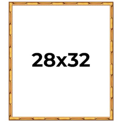 28x32 Frame Gold Bamboo Picture Frame Modern Photo Frame Includes UV Acrylic Shatter Guard Front Acid Free Foam Backing Board