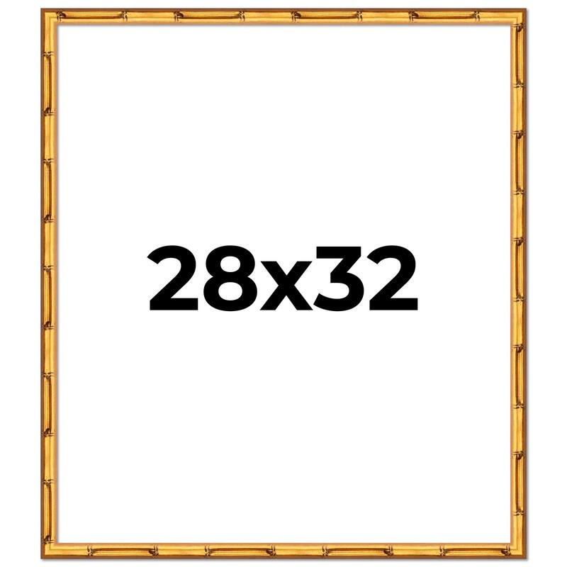 28x32 Frame Gold Bamboo Solid Wood Picture Frame | 1 Inch Moulding