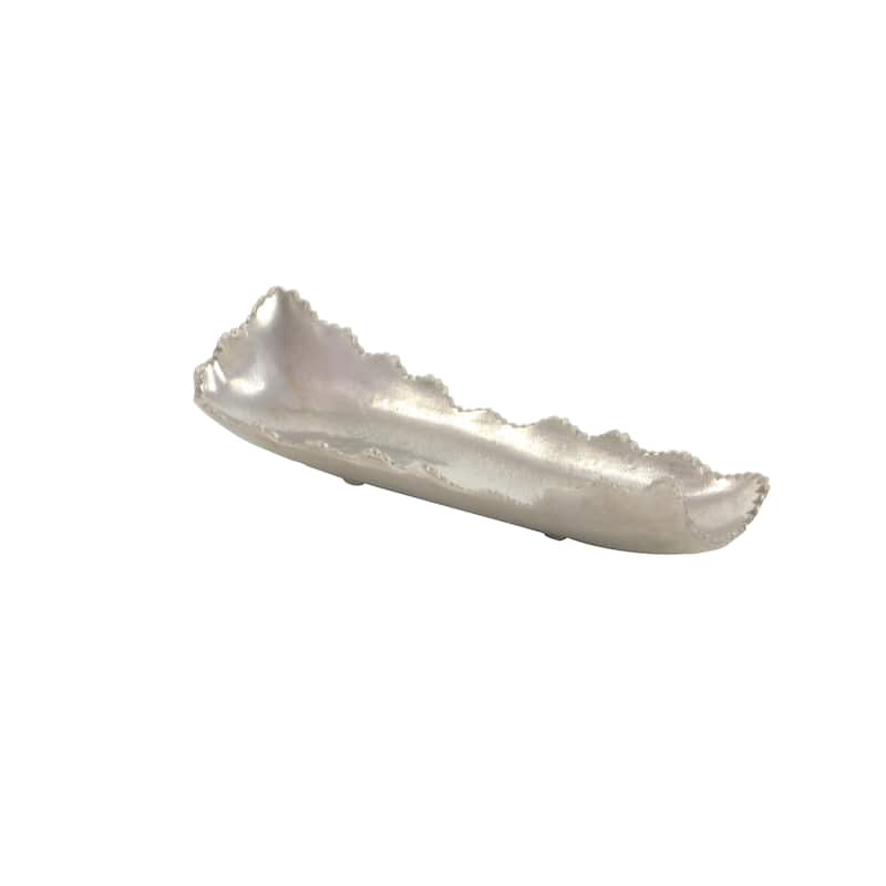 Aluminum Metal Live Edge Living Room Decor Tray - Silver - Roche River Decor