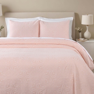 Superior Enzy Medium Weight Floral Matelasse Bedspread and Sham Set