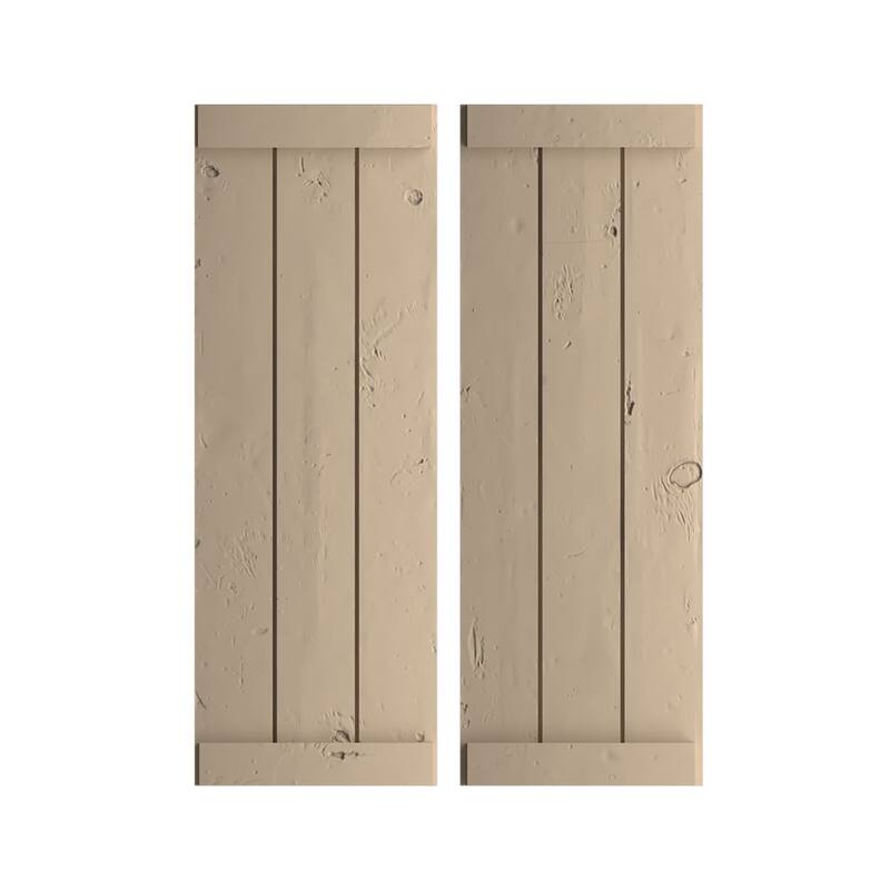Rustic Three Board Joined BoardnBatten Faux Wood Shutters w/End