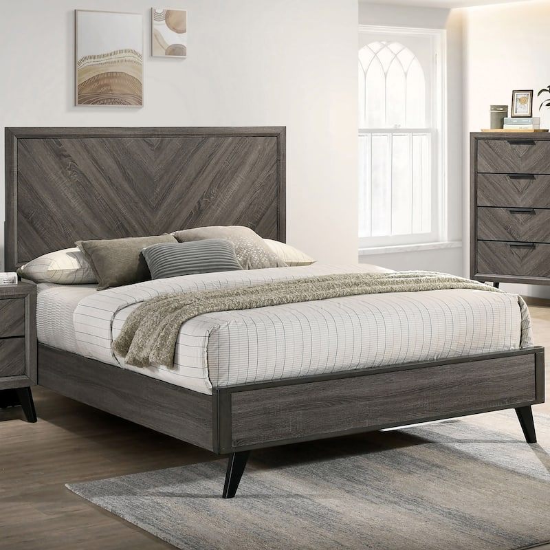 Ovex Contemporary Grey Solid Wood Panel Bed by Furniture of America - King