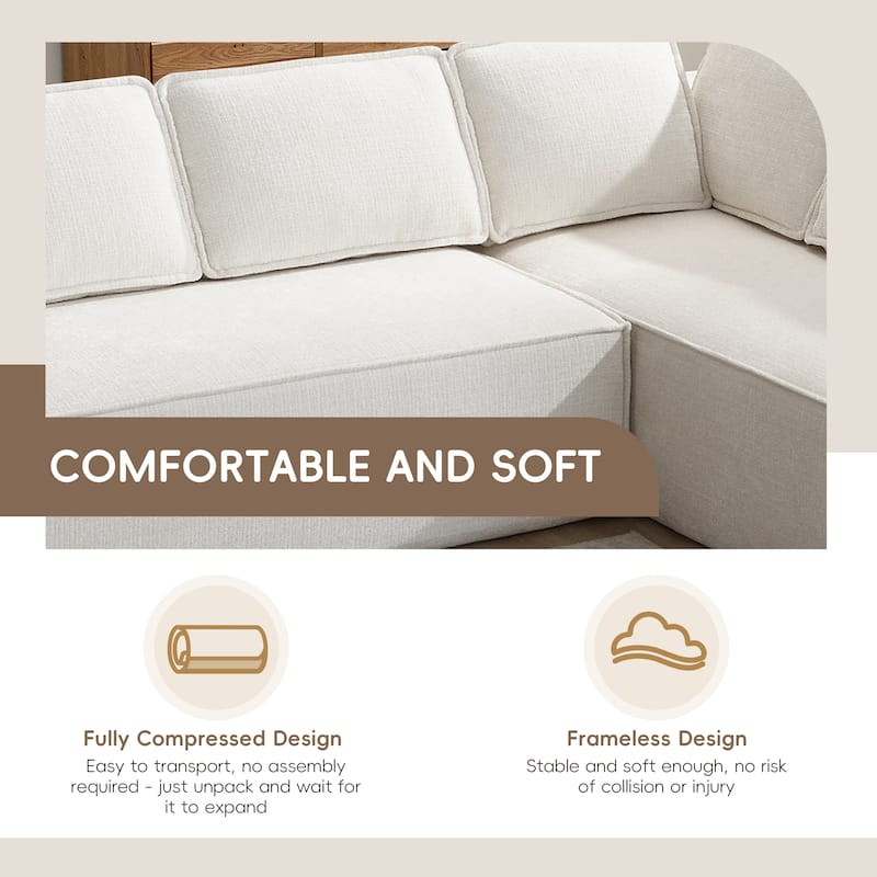 Modular L Shaped Sectional Sofa Floor Couch Chenille Upholstered Sofa