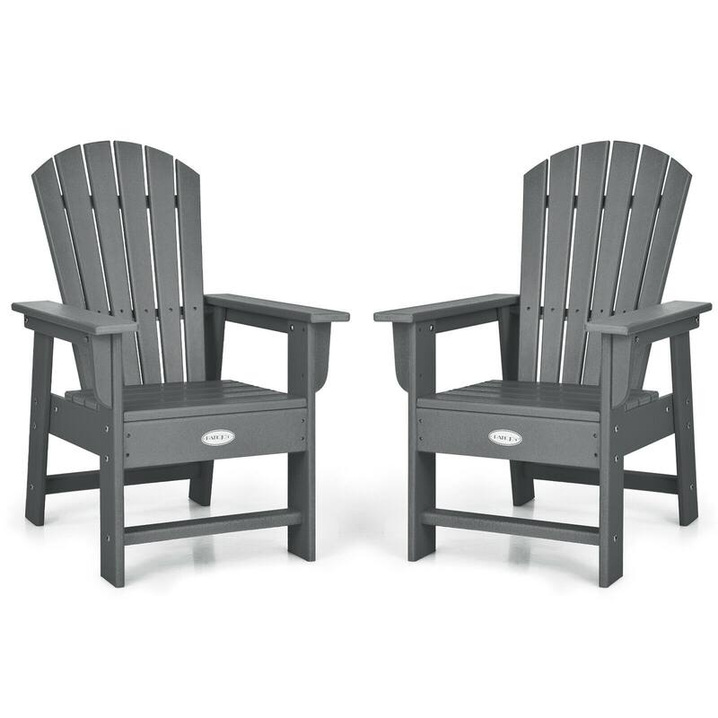 Gymax Set of 2 Kids Patio Adirondack Chair Armchair Weather Resistance - Grey