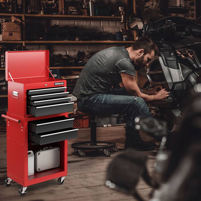 Gymax 6-Drawer Rolling Tool Chest Lockable Tool Box and Storage