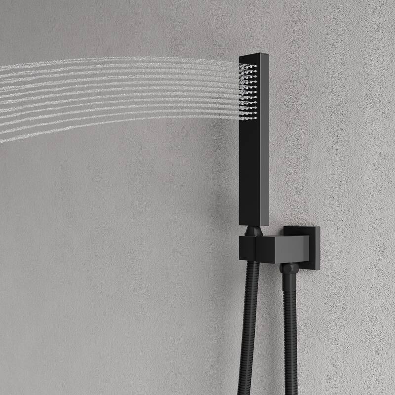 3-Function 22 in. Rectangle Wall Mount Rainfall Shower System With Hand shower(Valve Included)