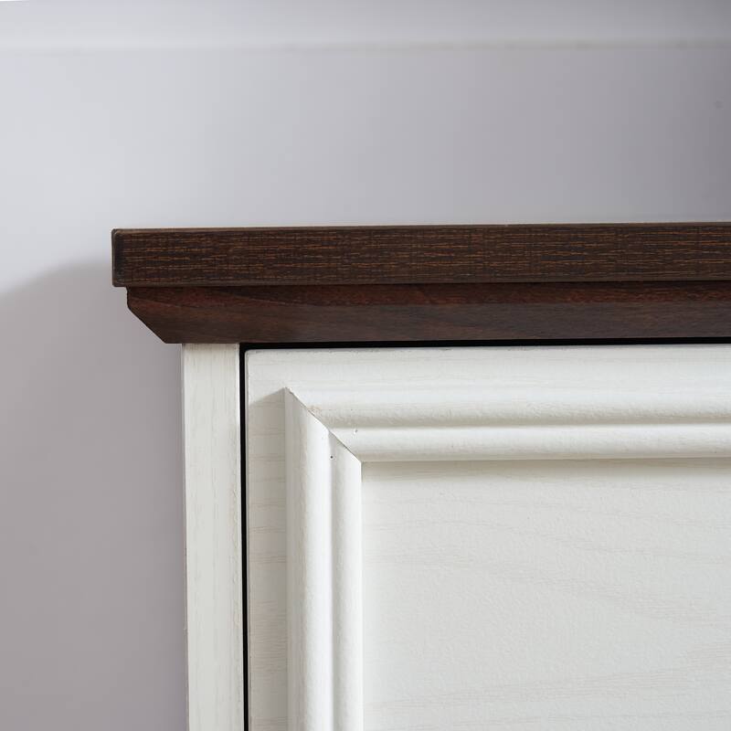 Bedroom Double Dresser, Multi-functiona Wood Storage Cabinet, Accent Cabinet with 6 Storage Drawers and Metal Handles