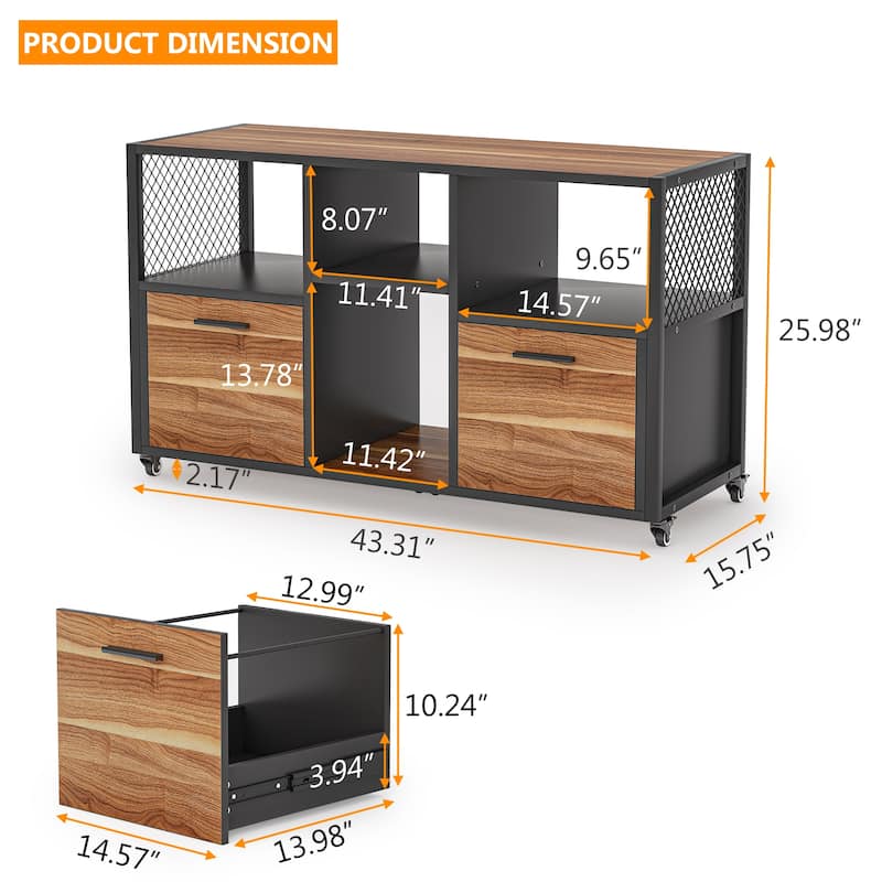 Large Lateral File Cabinets Mobile Filing Cabinet for Home Office